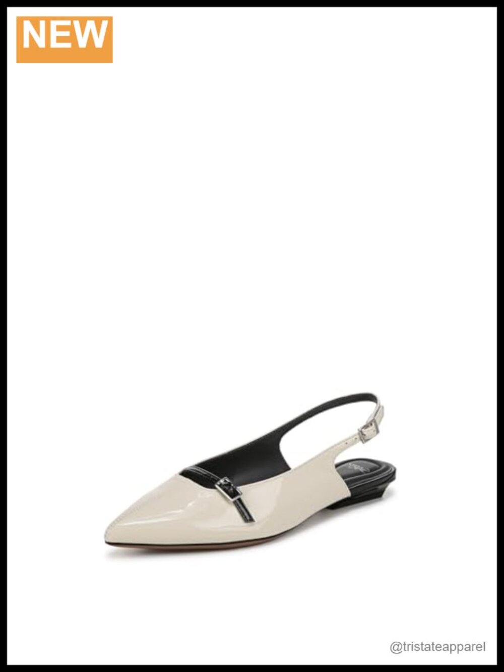 Pointed Toe Slingback Ballet Flat with Buckle Closure